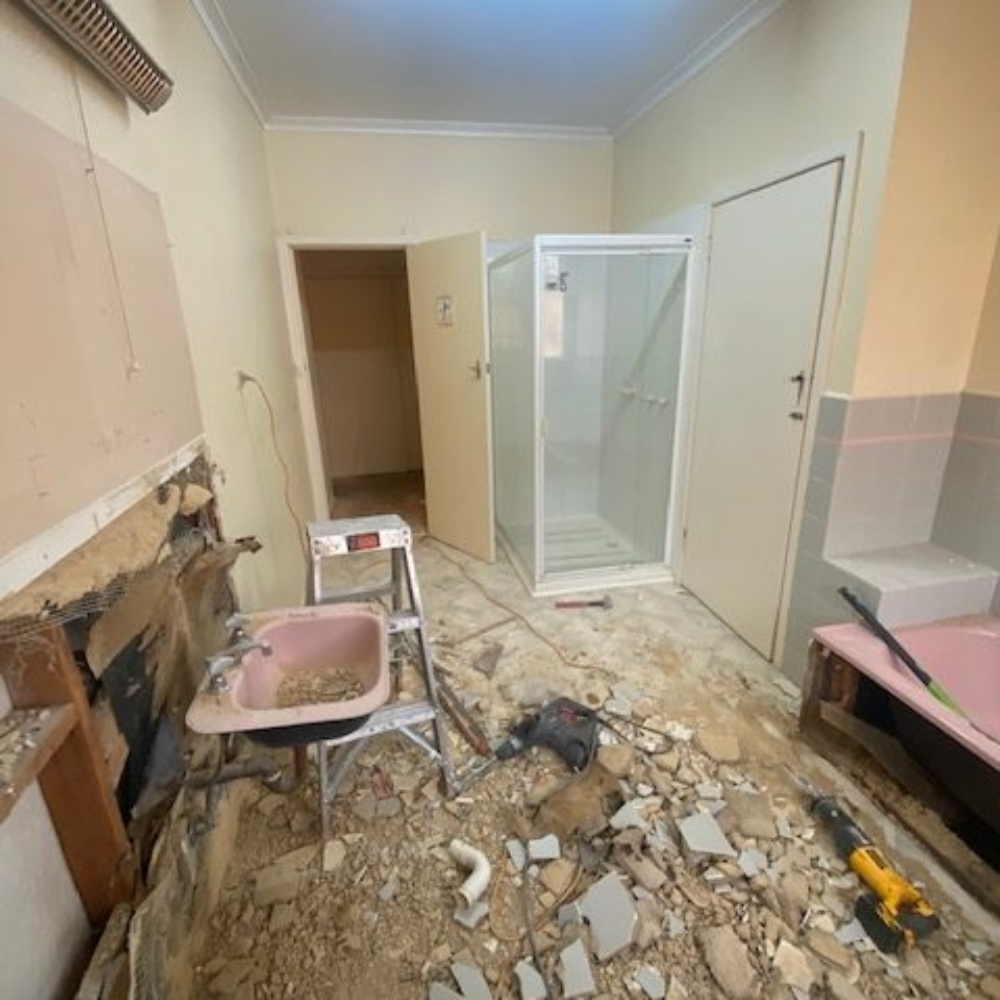 Bathroom during the bathroom renovation